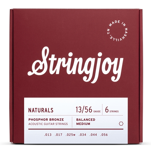String Joy SJ-NB1356 Medium Gauge (13-56) Naturals Phosphor Bronze Acoustic Guitar Strings