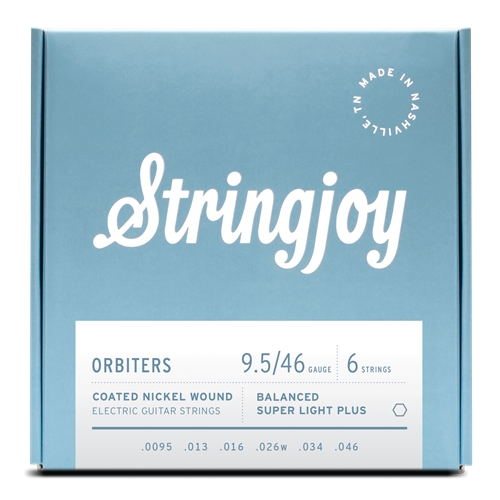 String Joy SJ-OR09546 Balanced Super Light Plus Gauge (9.5-46) Orbiters Coated Nickel Wound Electric Guitar Strings