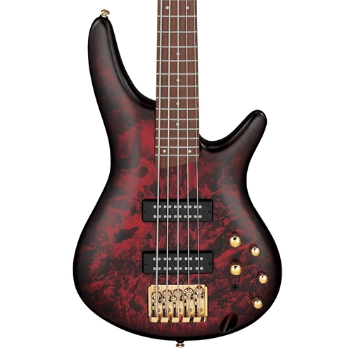 Ibanez SR Standard SR505EDX 5-String Electric Bass Guitar, Wine Red Frozen Matte