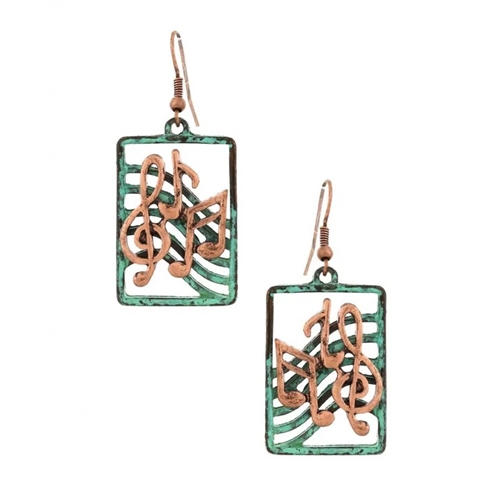 Music Gift 643903 Music To My Earrings Copper Patina