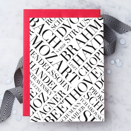 Design with Heart MK11 Great Composers and Musicians Greeting Card – Music Lover