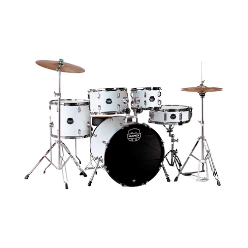 Mapex CM5044FTCFH Comet 5 Piece Complete Setup with 20" Kick, White Thin Grain