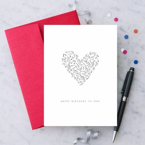 Design with Heart MK12 “Birthday Music Heart" Greeting Card