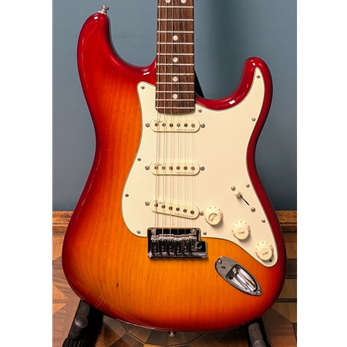Used Fender American Ultra Stratocaster Electric Guitar, Plasma Red Burst