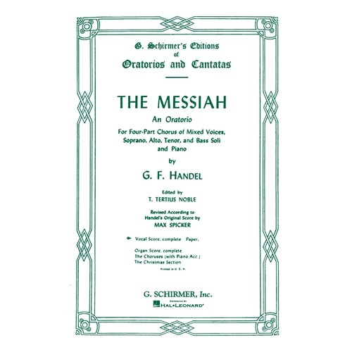 The Messiah An Oratorio Vocal Score