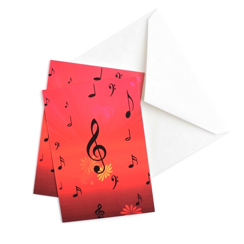 Music Gift RN03 Note Cards - Treble Clef Flowers