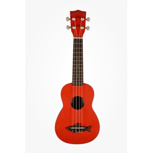 Kala MK-SS/RED Shark Bridge Soprano Ukulele, Red Sea