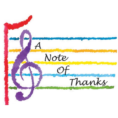 Music Treasures MT310121 Rainbow Staff Thank You Card
