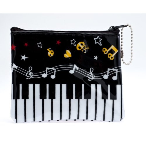 Music Treasures MT450163 Music Coin Purse - Black W/ Skulls, Notes, Keyboard