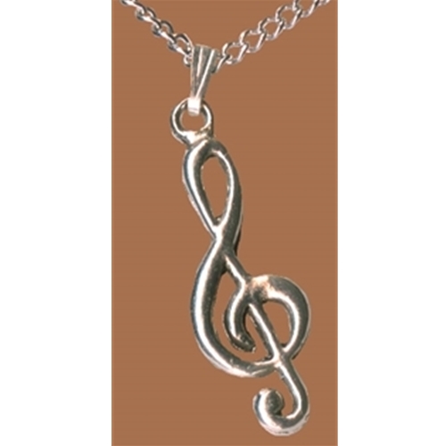 Music Gift PP1 Treble Clef Pewter Necklace