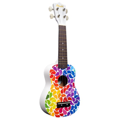 Tropical Series Soprano Ukulele, Orange Flower Pattern