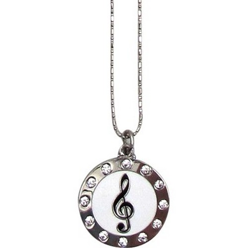 Aim N440 G-Clef Rhinestones Circle 22" Chain Necklace