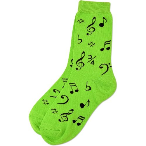 Aim AIM10016 Neon Green Socks with Black Notes - Ladies 9-11