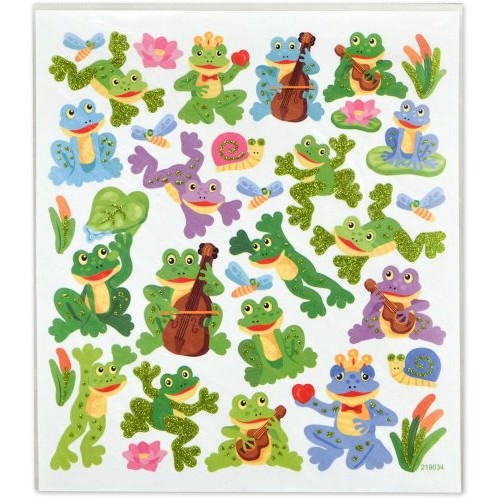 Aim AIM29597 Stickers Frogs & Snails W Upright Bass & Ukulele Glitter