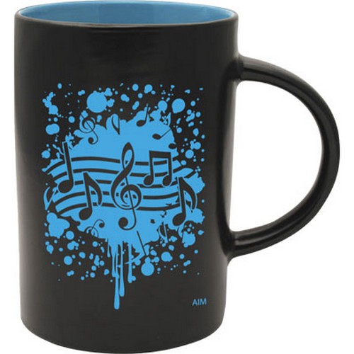 Aim AIM56157 Black Cafe Mug with Blue Notes Burst