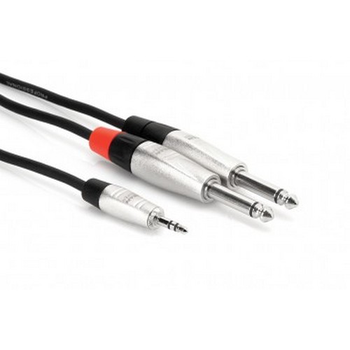 Hosa HMP-003Y REAN 3.5mm TRS to Dual 1/4" TS, 3 Feet, Pro Stereo Breakout