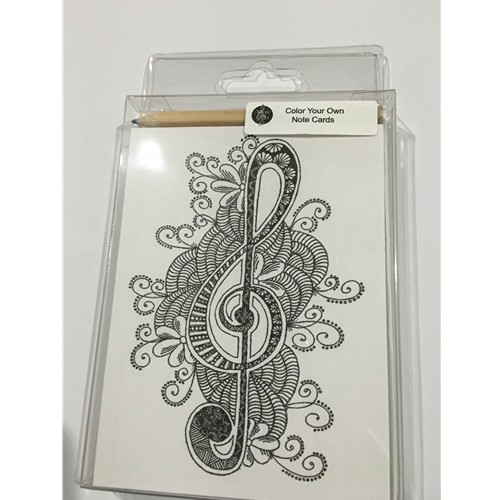 Music Gift RBS14 Coloring Notecards with Pencil