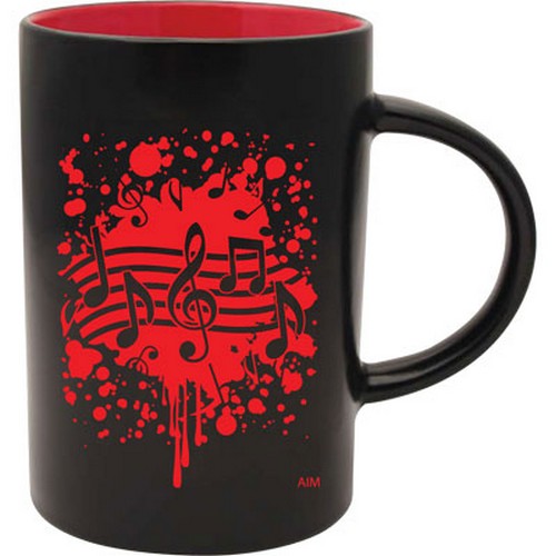 Aim 56158 Mug Black Cafe Red Notes Burst