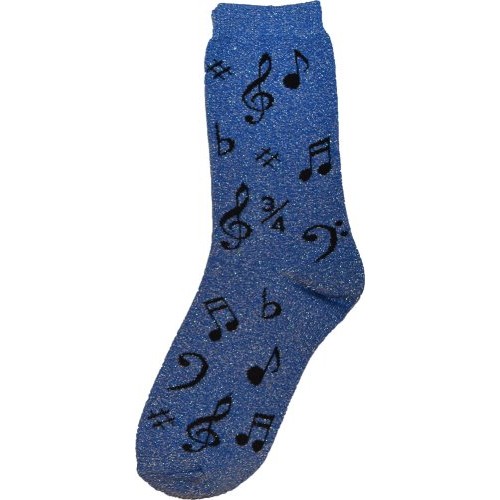 Aim AIM10016E Women's Metallic Socks with Black Notes, Light Blue