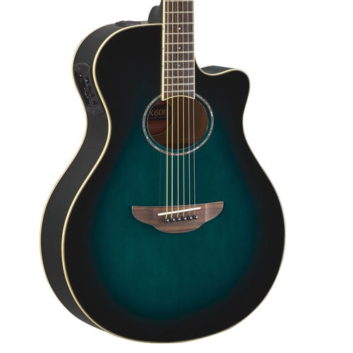 Yamaha APX600-OBB Thinline Cutaway Acoustic/Electric Guitar, Blue Burst