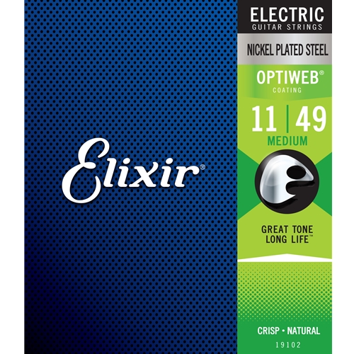 Elixir EL19102 11-49 Optiweb Coated Electric Guitar Strings, Medium Strings