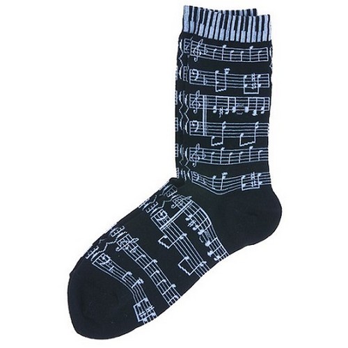 Aim AIM10047B Black-White Ladies Music Score and Keyboard socks