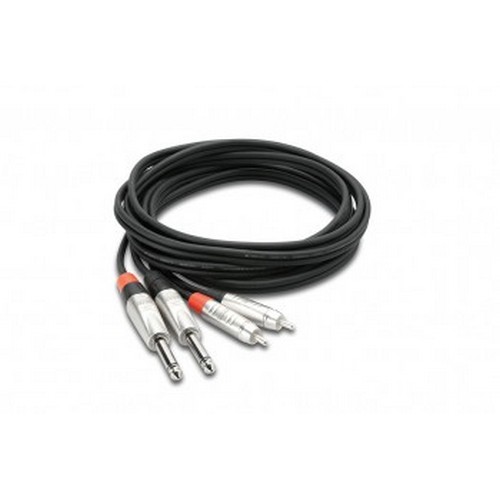 Hosa HPR-005X2 Dual REAN 1/4 in TS to RCA, Pro Stereo Interconnect, 5 Feet