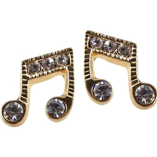 Aim ER412 Crystal Music Note Post Earrings, Gold