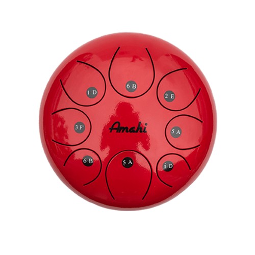 Amahi KLG8RD 8" Red Steel Tongue Drum - C Major