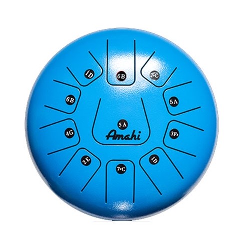 Amahi KLG12-11BL 12" Blue Steel Tongue Drum - D Major Pentatonic