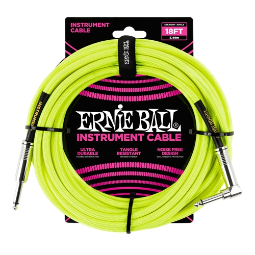 Ernie Ball Neon Orange Braided Instrument Cable Straight/Angle