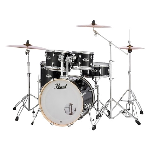 Pearl Export EXX 5 Piece Drum Set with Hardware and Cymbals, Jet Black