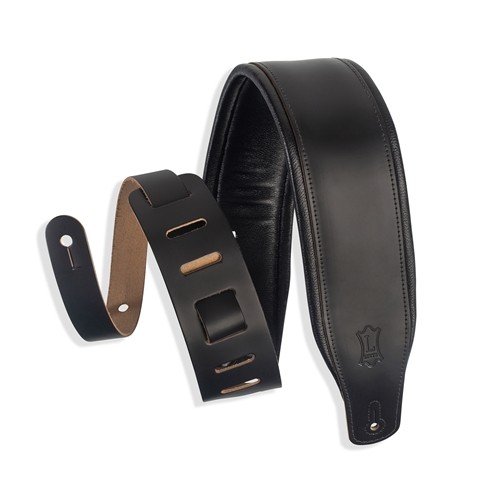 Levy's 3" Black Top Grain Leather Guitar Strap