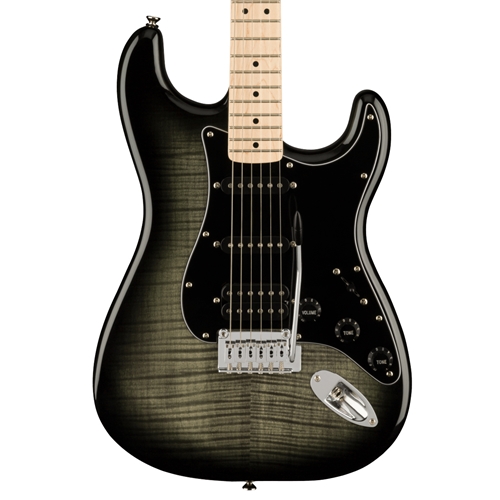 Squier Affinity Series Stratocaster FMT HSS Electric Guitar, Maple Fingerboard, Black Burst