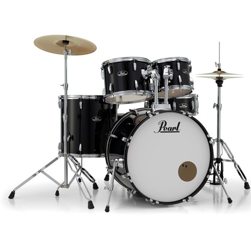 Pearl Roadshow 5-Piece Drum Set with Cymbals and Hardware, Jet Black