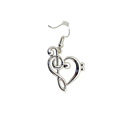 Aim MUER1 Dangle Earrings Gclef Heart Silver