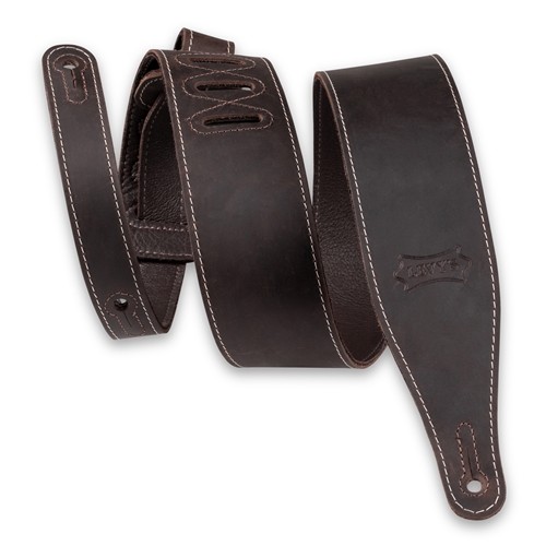 Levy's M17BAS-DBR 2.5”-Wide Butter Leather Guitar Strap in Dark Brown
