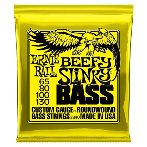 Ernie Ball P02840 Beefy Slinky Nickel Wound Electric Bass Guitar Strings - 65-130 Gauge
