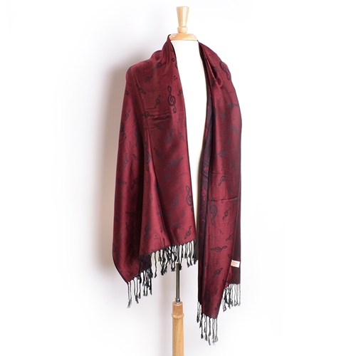 Cabernet Pashmina Scarves with Black Treble Clefs and Music Notes – Little  Deb's Gifts