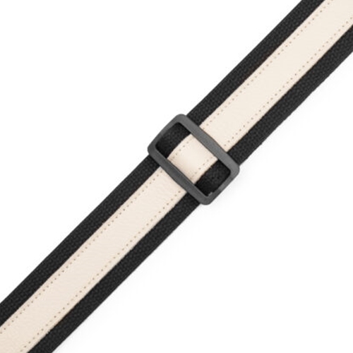 Levy's MC2CG-BLK-CRM 2" Cotton Combo Guitar Strap-Black Cotton with Creme Leather Strip