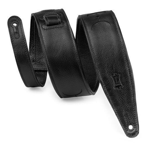 Levy's MG317MPBLKBLK 2.5" Black Padded Garment Leather Guitar Strap, Moon Phases