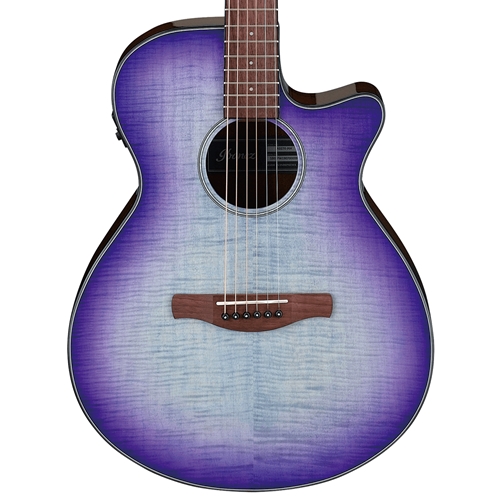 Ibanez AEG70 Flamed Maple Top Grand Concert Acoustic Guitar with Electronics, Purple Iris Burst