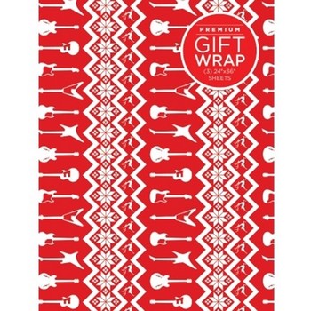 Hal Leonard HL00285994 Wrapping Paper - Red & White Holiday Guitar Theme