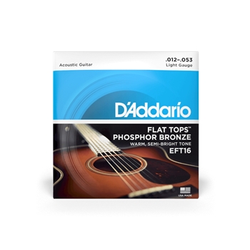 D'Addario EFT16 Flat Tops Phosphor Bronze Acoustic Guitar Strings, Light, 12-53