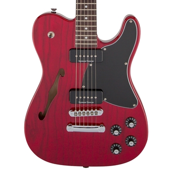 Fender Jim Adkins JA-90 Telecaster Thinline Electric Guitar, Crimson Red Transparent