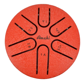 Amahi KLG3RD 3" Red Steel Tongue Drum, A Major