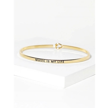 Wild Honey 61-B4251-GD Music Is My Life Engraved Inspirational Bangle Bracelet, Gold