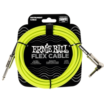 Ernie Ball P06465 Flex Instrument Cable Straight/Angle 10ft - Green