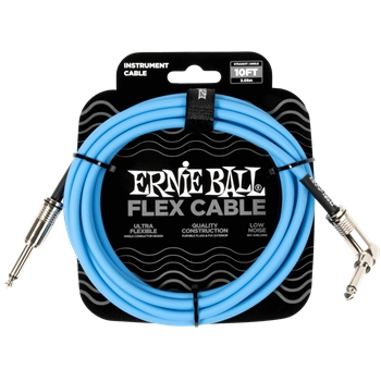 Ernie Ball P06464 Flex Instrument Cable Straight/Angle 10ft - Blue