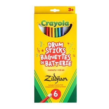 ZKIDS Zildjian x Crayola Pack, 6 Kids Drumsticks & Pad